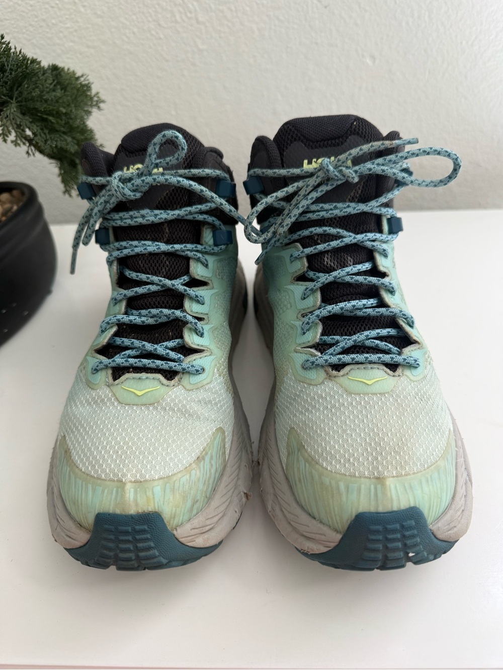 Hoka Trail code GTX women size 7 Shoe in Mint, Black and Yellow - Picture 3 of 10